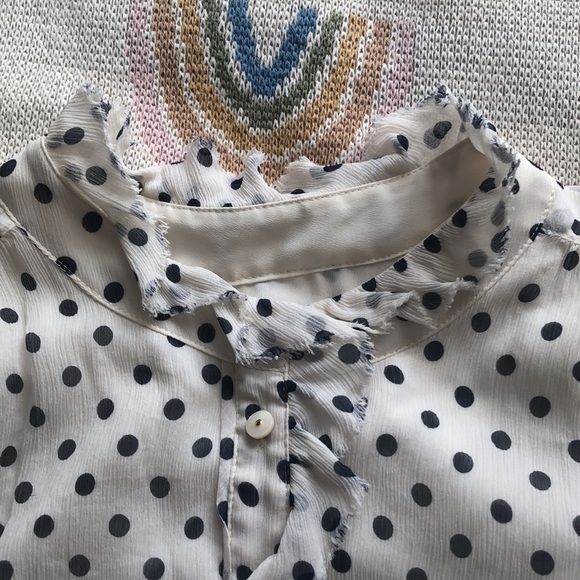 J. Crew off white 100% silk ruffle polka dot tank top. Sz 6 - Picture 7 of 12